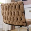 Armless Office Desk Chair No Wheels - Brown - Image 24