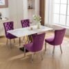 Nikki - Modern, High-End Tufted Solid Wood Contemporary Velvet Upholstered Dining Chair With Chrome Stainless Steel Plating Legs, Nailhead Trim (Set of 2) - Purple / Chrome - Image 16