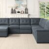 Isla - Woven Fabric 7 Seater Sectional Sofa With Ottoman - Gray - Image 6