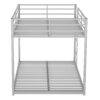 Full Over Full Metal Bunk Bed, Low Bunk Bed With Ladder - Silver - Image 10