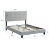 Queen Size Upholstered Platform Bed Frame With Pull Point Tufted Headboard, Strong Slat Support, Mattress Foundation, No Box Spring Needed - Gray - Image 8