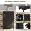Modern Small Bathroom Vanity Cabinet With Ceramic Basin, Ample Storage, 1 Soft Close Door - Black - Image 4
