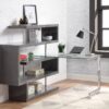 Buck II - Clear Glass, Chrome High Gloss Writing Desk With Shelf - Gray - Image 5