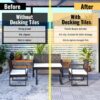 20 Piece Interlocking Deck Tiles Striped Pattern, Square Acacia Hardwood Outdoor Flooring For Patio, Bancony, Pool Side - Light Gray - Image 9