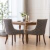 Ultra Side Dining Chair, Thickened Fabric Chairs With Neutrally Toned Solid Wood Legs, Bronze Nail Head, (Set of 2) - Beige / Patterned - Image 16