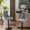 Swivel Velvet Barstools Adjusatble Seat Height , Modern Upholstered Bar Stools With Backs Comfortable Tufted For Home Pub And Kitchen Island (Set of 2) - Gray - Image 15