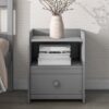 Twin Bed With Headboard And Footboard For Kids, Teens, Adults, With A Nightstand - Gray - Image 6