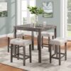 Lucian - 5 Piece Counter Height Pub Table With Tufted Linen Stools (Set of 5) - Creamy White - Image 5