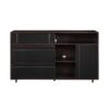 Contemporary Detailed Door Sideboard With Open Storage - Dark Espresso / Solid Black - Image 3