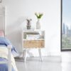 15.75" Rattan End Table With Drawer And Solid Wood Legs, Modern Nightstand, Side Table For Living Room, Bedroom - White - Image 19