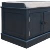 Storage Bench With 4 Doors And Adjustable Shelves, Shoe Bench With Removable Cushion For Living Room, Entryway - Antique Navy - Image 8