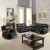 Zuriel - Synthetic Leather Recliner Sofa - Black - Image 6