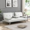 Futon Sofa Bed With Armrest Two Holders - White - Image 20