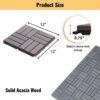 30 Piece Interlocking Deck Tiles Checker Pattern, Square Acacia Hardwood Outdoor Flooring For Patio, Bancony, Pool Side - Light Gray - Image 3