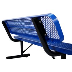 6' Outdoor Steel Bench With Backrest - Blue