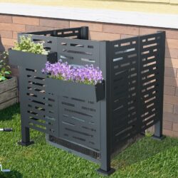 3.5 X 3.5 Ft Air Conditioner Fence For Outdoor Units, Metal Privacy Fence Cover, Perfect To Conceal Air Conditioning Units - Charcoal