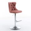 Swivel Velvet Barstools Adjusatble Seat Height From 25-33", Modern Upholstered Chrome Base Bar Stools With Backs Comfortable Tufted For Home Pub And Kitchen Island 1712Pk (Set of 2) - Pink - Image 5