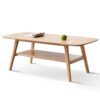 Center Table Low Table 100% Solid Wood Top Plate Desk Coffee Table Study Desk Work From Home Natural Wood With Storage Shelf Writing Desk - Oak - Image 8