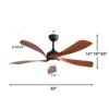 Modern Ceiling Fan With 3 Color Dimmable Light 5 ABS Blades Smart Remote Control Reversible Dc Motor For Bedroom - Black - Image 8
