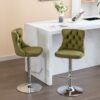 Swivel Velvet Barstools Adjusatble Seat Height From 25-33", Modern Upholstered Chrome Base Bar Stools With Backs Comfortable Tufted For Home Pub And Kitchen Island (Set of 2), 1712Ol - Olive Green - Image 18