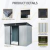 8Ft X 6Ft Outdoor Metal Storage With Lockable Sliding Doors And Transparent Plate For Garden, Lawn - White / Black - Image 4