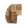 30 Piece Interlocking Deck Tiles Checker Pattern, Square Acacia Hardwood Outdoor Flooring For Patio, Bancony, Pool Side - Yellow - Image 19