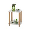 2 Piece Side Table, 2 Tier Space End Table, Modern Night Stand, Sofa Table, Side Table With Storage Shelve - White / Oak - Image 24