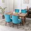 Ultra Side Dining Chair,Thickened Fabric Chairs With Neutrally Toned Solid Wood Legs, Bronze Nail Head (Set of 2) - Blue - Image 14