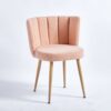 Modern Dining Chair (Set of 2) With Iron Tube Wood Color Legs, Shorthair Cushions And Comfortable Backrest, Suitable For Dining Room, Living Room, Cafe, Simple Structure - Light Beige - Image 9