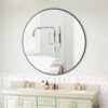 Wall Mirror Circular Mirror Metal Framed Mirror Round Vanity Mirror Dressing Mirror, For Bathroom, Living Room, Bedroom - Black - Image 2