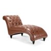 Tufted Armless Chaise Lounge - Brown - Image 3