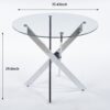 5 Pieces Dining Set, Table Metal Leg Mid-Century Dining Table For 4 - 6 People With Glass Table Top, Pedestal Dining Table, End Table Coffee Table - Black - Image 7