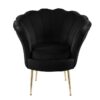Angelina - Velvet Scalloped Back Barrel Accent Chair With Metal Legs - Black - Image 2