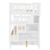 Twin Over Twin Stairway Bunk Bed With Storage And Guard Rail For Bedroom - White - Image 5