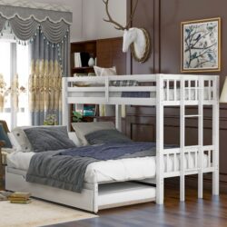 Twin Over Pull-Out Bunk Bed With Trundle - White