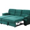 Kipling - Velvet Fabric Reversible Sleeper Sectional Sofa Chaise - Green - Image 5