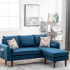 Mia - Sectional Sofa Chaise With USB Charger And Pillows - Blue - Image 4