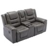 2 Seater Home Theater Recliner Manual Recliner Chair With A Storage Box And Two Cup Holders For Living Room - Gray - Image 10