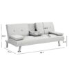 Futon Sofa Bed With Armrest Two Holders - White - Image 18