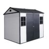 8 X 6 Ft Resin Outdoor Storage Shed Waterproof Shed With Floor & Two Windows & Lockable Door, Tool Shed For Garden, Patio, Backyard - Gray / White - Image 2