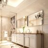 40X30" Brushed Silver Rounded Corner Rectangle Bathroom Mirror For Wall Metal Frame Wall Mounted Bathroom Mirror Vanity Bathroom Mirror (Horizontal & Vertical) - Silver - Image 4
