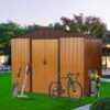 Outdoor Metal Storage Shed With Metal Floor Base - Coffee - Image 3