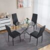 Dining Table With Cross Metal Leg And Tempered Glass, Modern Space Saving Kitchen Table For Living Room Legs - Chrome - Image 9