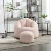 Bedding Bean Bag Sofa Chair High Pressure Foam Bean Bag Chair Adult Material With Padded Foam Padding Compressed Bean Bag With Footrest - Pink - Image 9