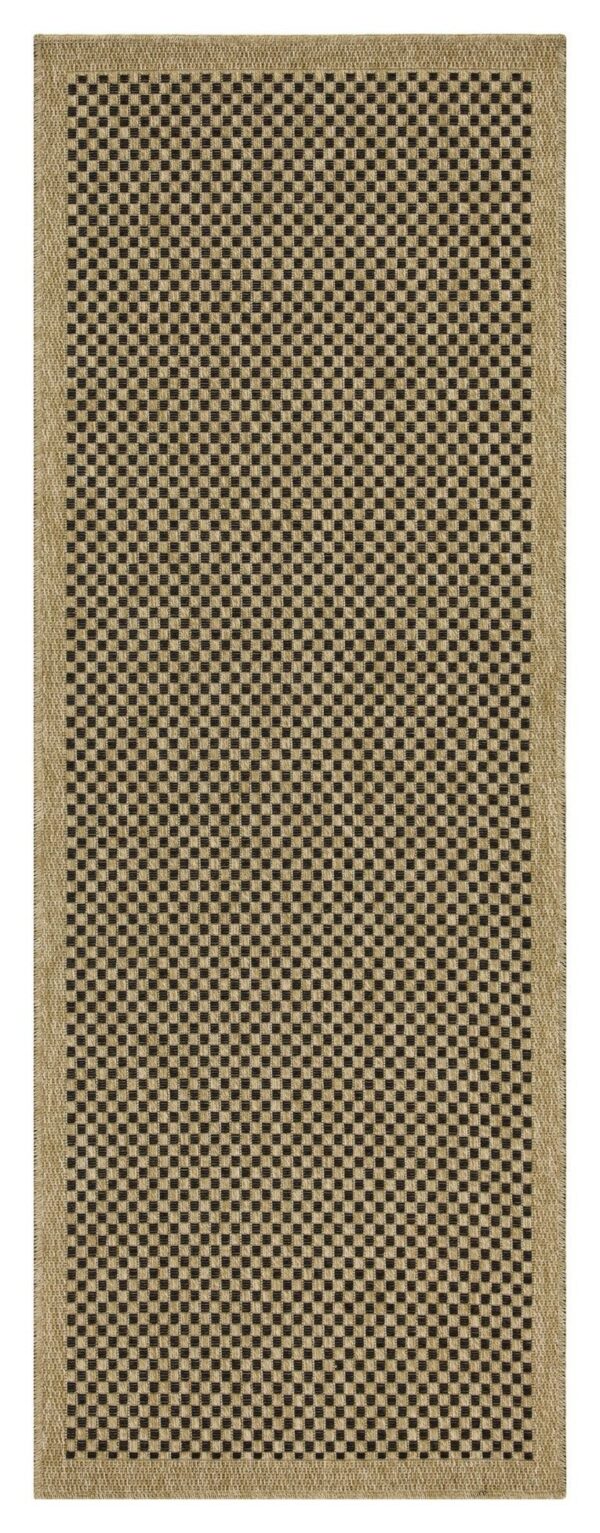 Earth - 2'7" X 7'3" Indoor, Outdoor Area Rug Polypropylene - Jute / Black