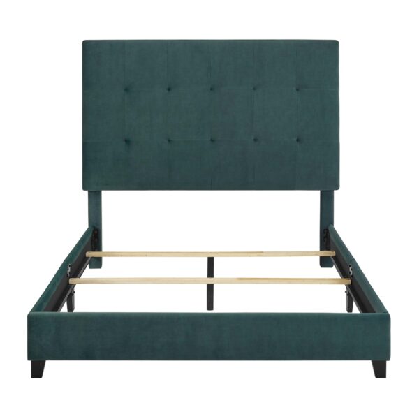 Queen Size Green Velvet Tufted Upholstered Platform Bed