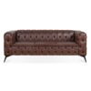 84.06" Width Traditional Square Arm Removable Cushion 3 Seater Sofa - Dark Brown - Image 3