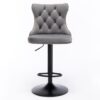 Swivel Velvet Barstools Adjusatble Seat Height , Modern Upholstered Bar Stools With Backs Comfortable Tufted For Home Pub And Kitchen Island (Set of 2) - Gray - Image 4