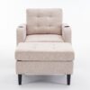 Beige Upholstered Armchair And Storage Ottoman Set, Comfortable Single Sofa With Cup Holders And Tufted Detailing, Ideal For Living Room Or Bedroom - Beige - Image 19