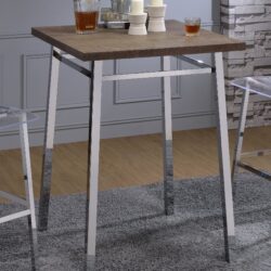 Nadia - Chrome Bar Table - Oak / White